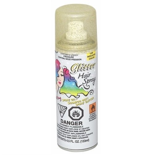 Gold Glitter Hair Spray 133ML Temporary Coloured Hairspray - NextParty