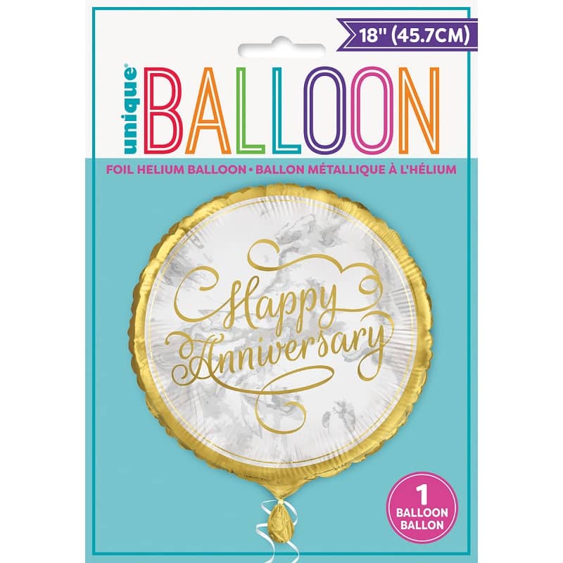 Gold Happy Anniversary Foil Balloon 45cm (18") - NextParty