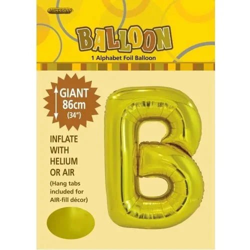 Gold Letter B Giant Alphabet Foil Balloon 86CM (34") - NextParty