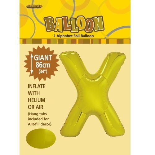 Gold Letter X Giant Alphabet Foil Balloon 86CM (34") - NextParty