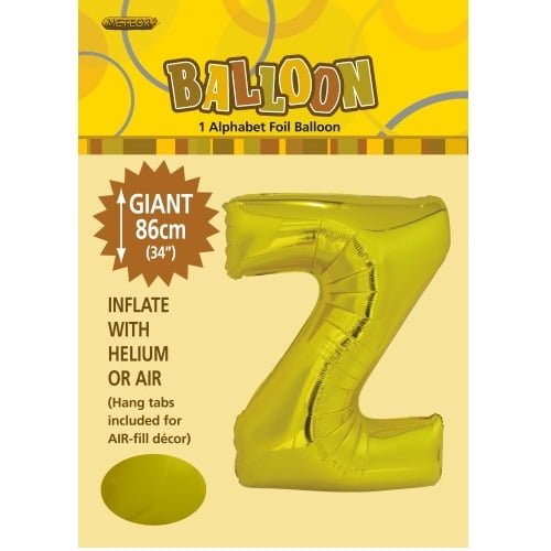 Gold Letter Z Giant Alphabet Foil Balloon 86CM (34") - NextParty