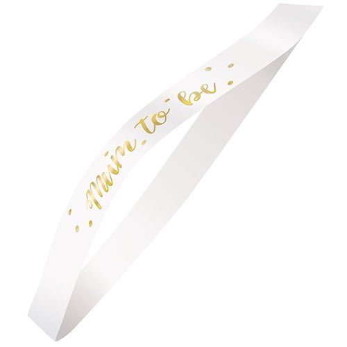 Gold Mum To Be Foil Stamped Satin Party Sash Baby Shower - NextParty