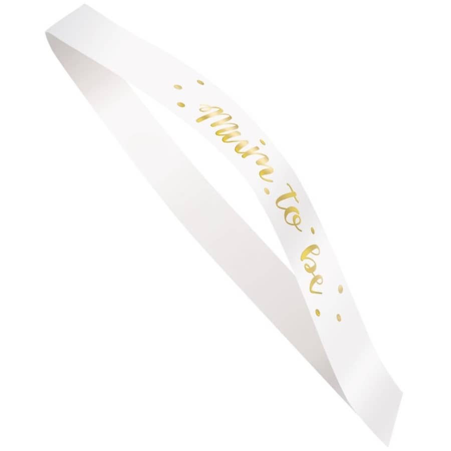 Gold Mum To Be Foil Stamped Satin Party Sash Baby Shower - NextParty