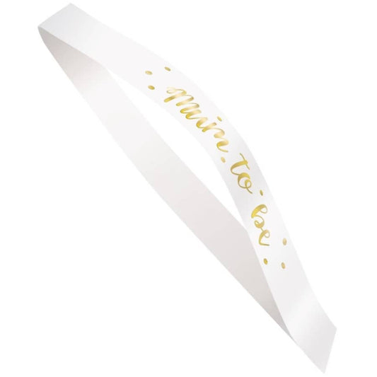 Gold Mum To Be Foil Stamped Satin Party Sash Baby Shower - NextParty