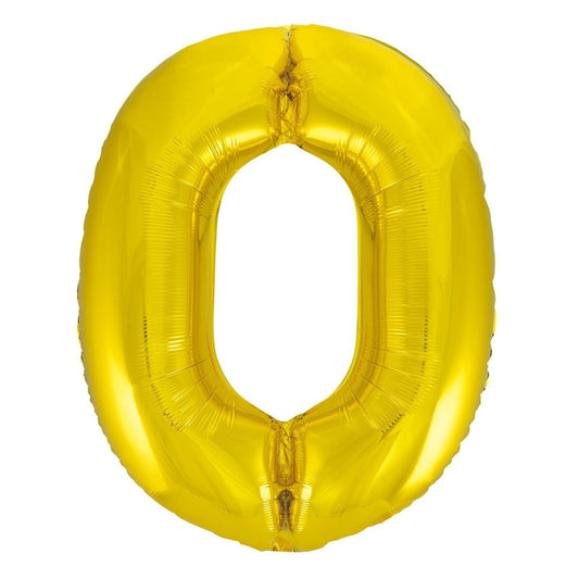 Gold Number 0 Giant Numeral Foil Balloon 86CM (34") - NextParty