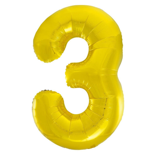 Gold Number 3 Giant Numeral Foil Balloon 86CM (34") - NextParty