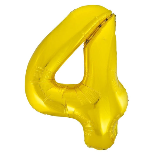 Gold Number 4 Giant Numeral Foil Balloon 86CM (34") - NextParty