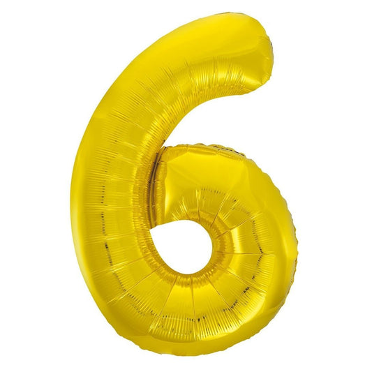 Gold Number 6 Giant Numeral Foil Balloon 86CM (34") - NextParty