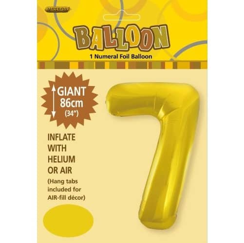 Gold Number 7 Giant Numeral Foil Balloon 86CM (34") - NextParty