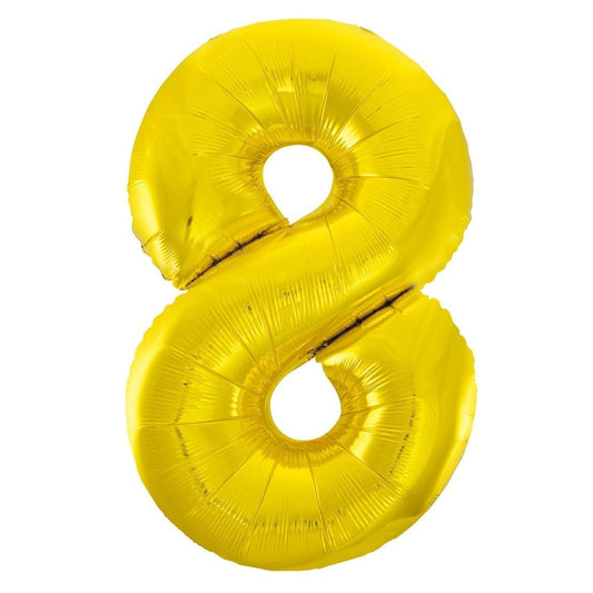 Gold Number 8 Giant Numeral Foil Balloon 86CM (34") - NextParty