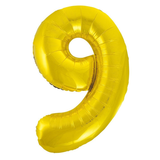 Gold Number 9 Giant Numeral Foil Balloon 86CM (34") - NextParty