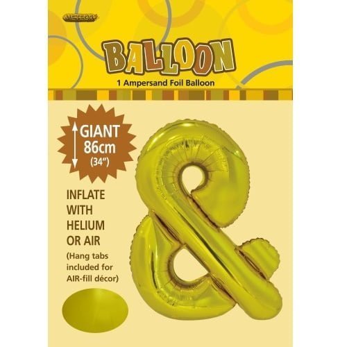 Gold Sign "&" Giant Alphabet Foil Balloon 86CM (34") - NextParty