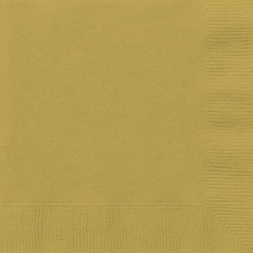 Gold Solid Colour Beverage Napkins 20pk Serviettes - NextParty