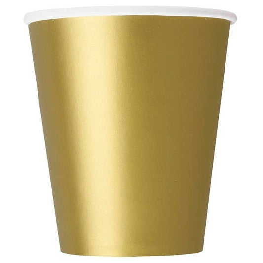 Gold Solid Colour Paper Cups 8pk - NextParty