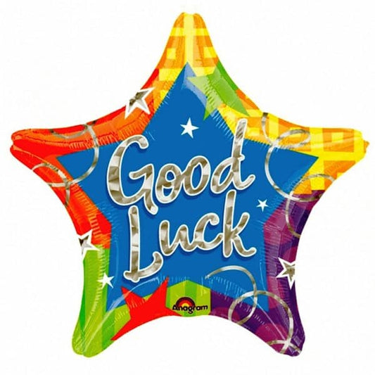 Good Luck Star Shape Foil Balloon 48CM (19") Rainbow - NextParty