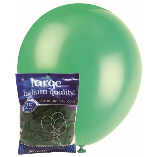 Green Solid Colour Latex Balloons 30cm (12") 25pk - NextParty