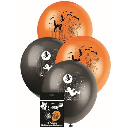 Halloween Black Orange Latex Balloons 25cm (10") 10pk - NextParty