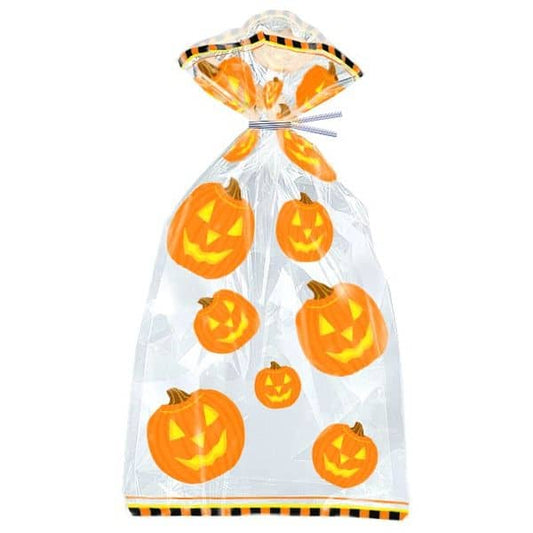 Halloween Cello Bags 20pk Pumpkin Glow Party Bags - NextParty