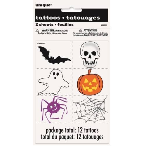 Halloween Fake Tattoo Sheets 12PCS - NextParty