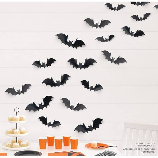 Halloween Flying Bats Stickers Wall Decoration Kit 24pk - NextParty