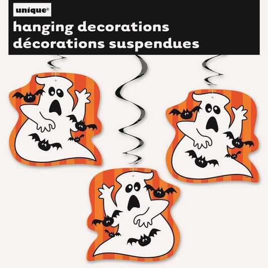 Halloween Hanging Swirl Decorations 90CM (36") 3pk Ghosts And Bats - NextParty