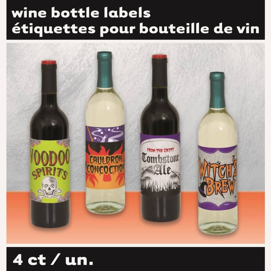 Halloween Scary Wine Bottle Labels 4pk - NextParty