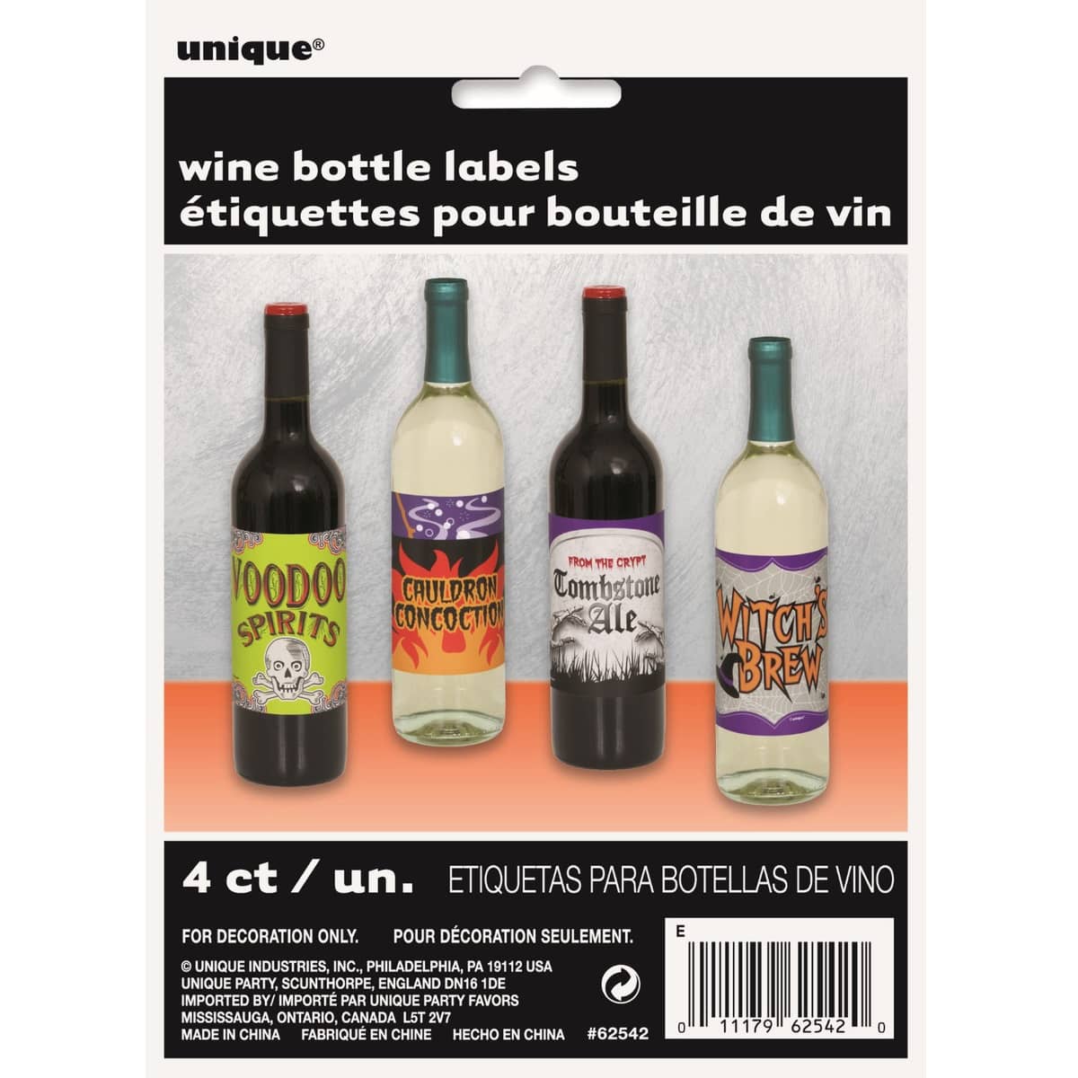 Halloween Scary Wine Bottle Labels 4pk - NextParty