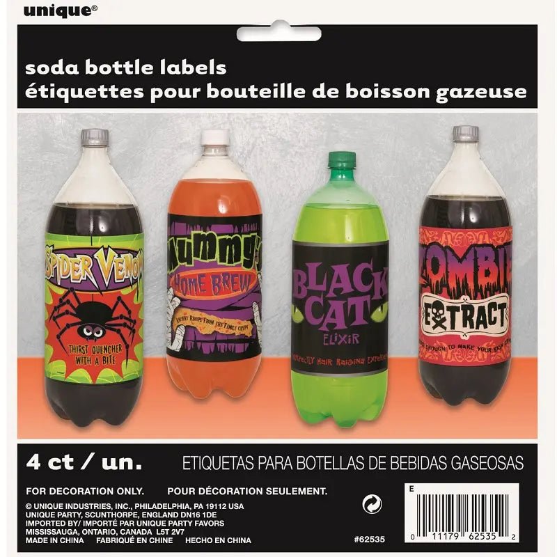 Halloween Soft Drink Bottle Labels 4pk - NextParty