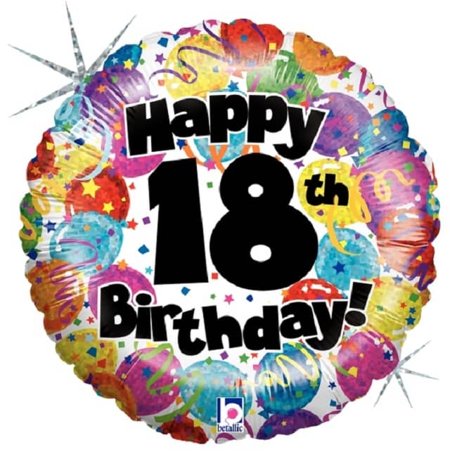 Happy 18th Birthday Holographic Foil Balloon 45cm (18") - NextParty