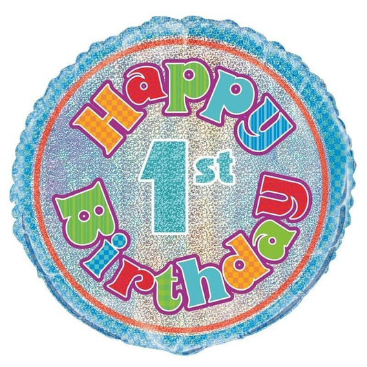 Happy 1st Birthday Prismatic Foil Balloon 45cm (18") - NextParty