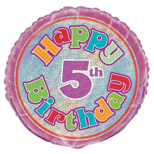 Happy 5th Birthday Prismatic Foil Balloon 45cm (18") - NextParty