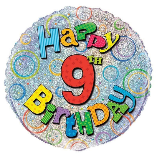 Happy 9th Birthday Prismatic Foil Balloon 45cm (18") - NextParty