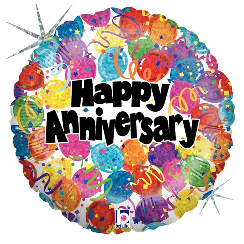 Happy Anniversary Holographic Foil Balloon 45cm (18") - NextParty