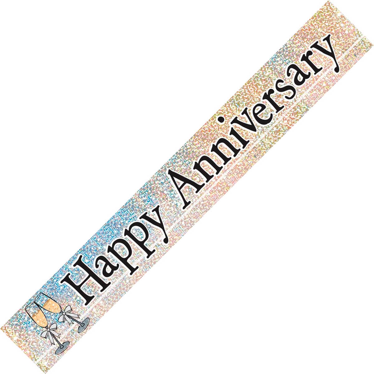 Happy Anniversary Prismatic Foil Banner 3.65m (12') Decorations - NextParty