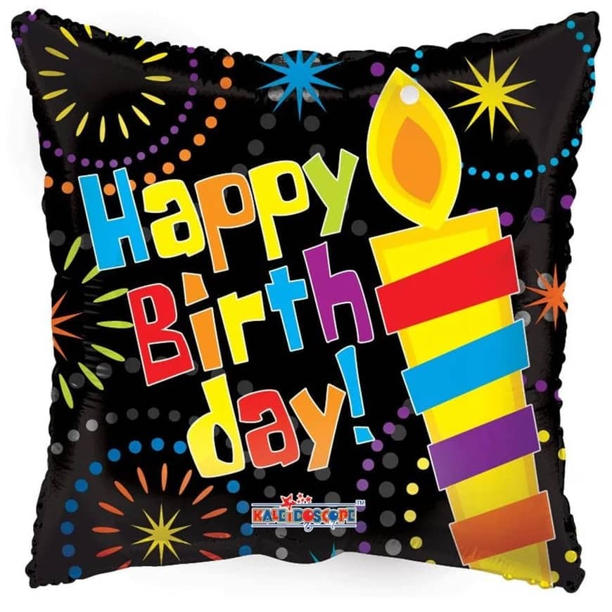 Happy Birthday Big Candle Foil Balloon 45cm (18") Square - NextParty