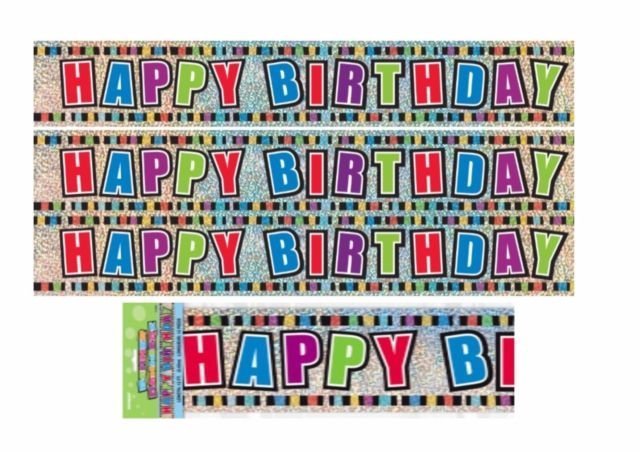 Happy Birthday Prismatic Foil Banner 3.6m (12") - NextParty