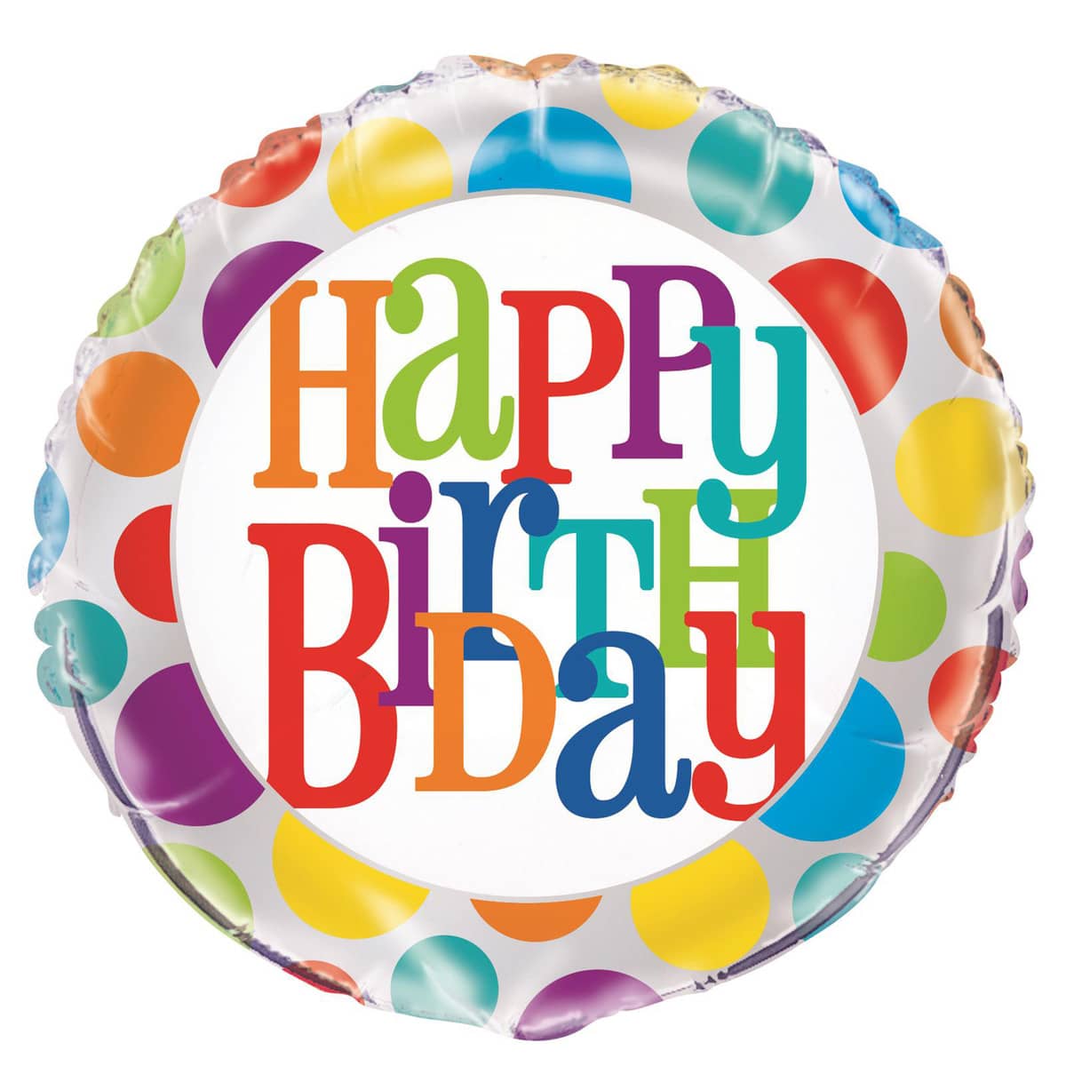 Happy Birthday Rainbow Dots Foil Balloon 45CM (18") - NextParty