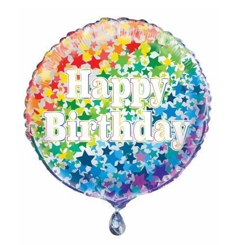 Happy Birthday Rainbow Stars Foil Balloon 45cm (18") - NextParty