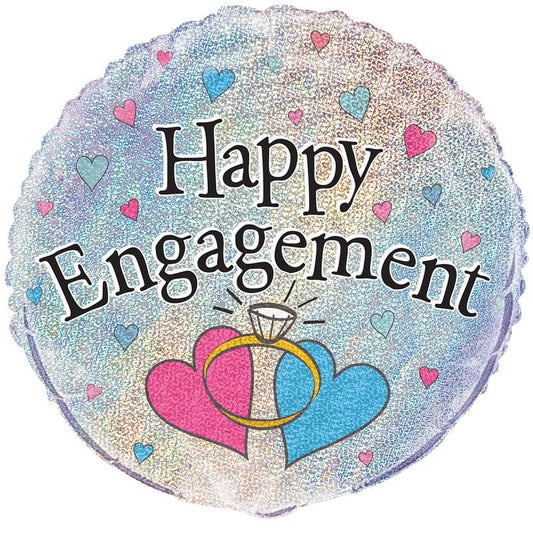 Happy Engagement Prismatic Foil Balloon 45CM (18") - NextParty