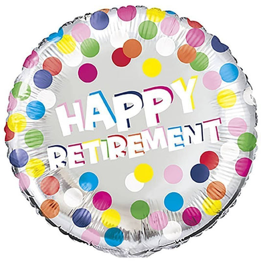 Happy Retirement Foil Colourful Dots Balloon 45cm (18") - NextParty