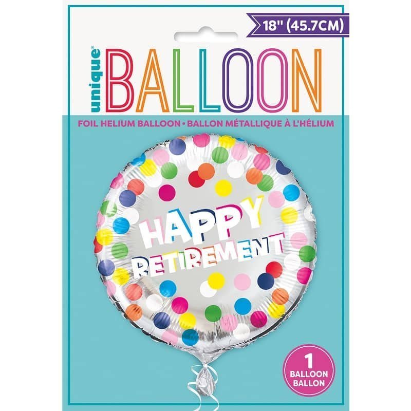 Happy Retirement Foil Colourful Dots Balloon 45cm (18") - NextParty