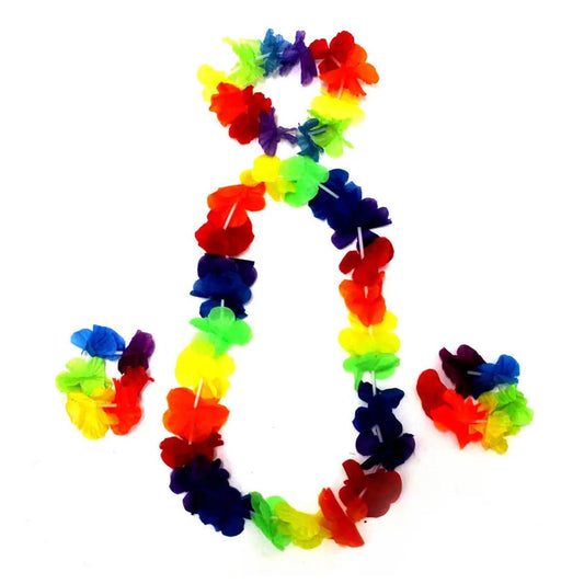 Hawaiian Multi - coloured Flower Leis Set 4pcs - NextParty