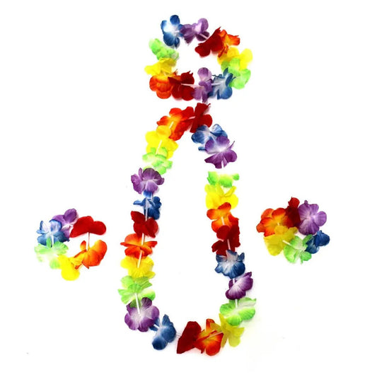 Hawaiian Rainbow Flower Leis Set 4pcs Multi - coloured - NextParty