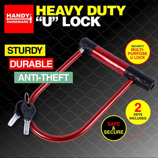 Heavy Duty Bike U Lock 18.5cm x 18cm x 2.5cm Includes 2 Keys - NextParty