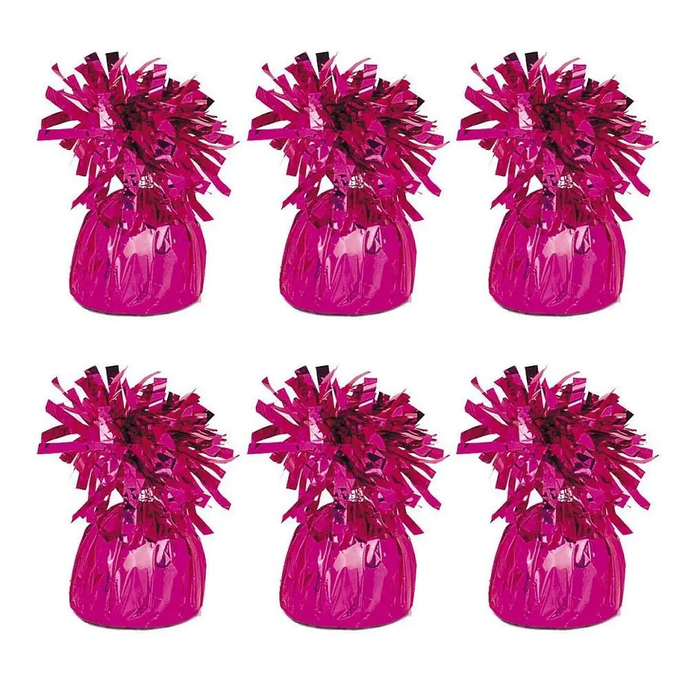 Hot Pink Foil Balloon Weights 6pk - NextParty