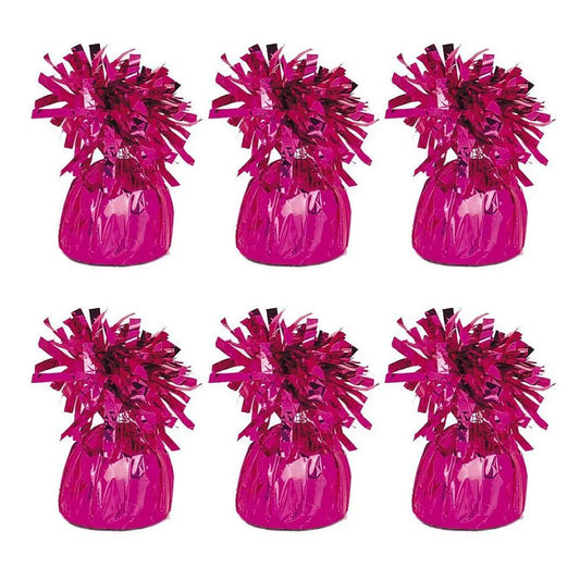 Hot Pink Foil Balloon Weights 6pk - NextParty