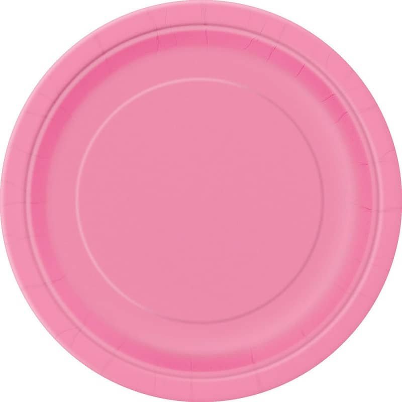 Hot Pink Large Round Paper Plates 23cm (9") 8pk Solid Colour - NextParty