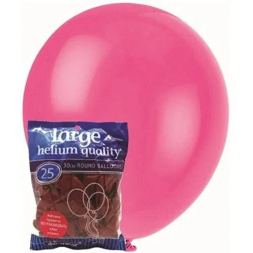 Hot Pink Magenta Solid Colour Latex Balloons 30cm (12") 25pk - NextParty