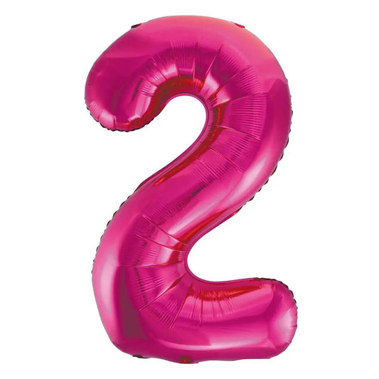 Hot Pink Number "2" Giant Numeral Foil Balloon 86cm (34") - NextParty