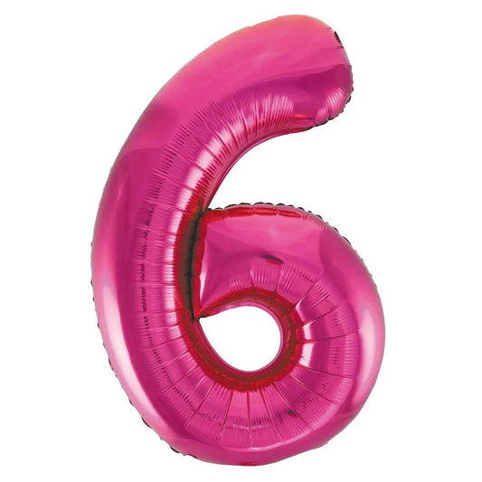 Hot Pink Number "6" Giant Numeral Foil Balloon 86cm (34") - NextParty